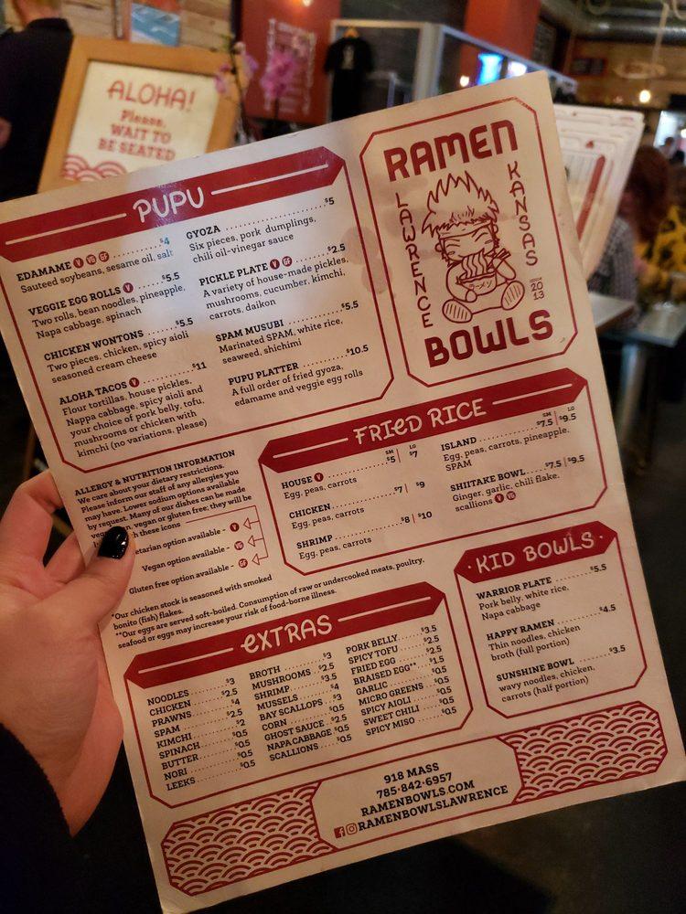Menu at Ramen Bowls restaurant, Lawrence