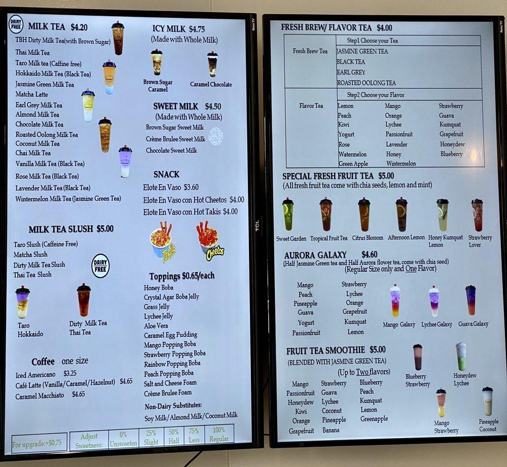 Menu at Tea Be Honest restaurant, Moreno Valley
