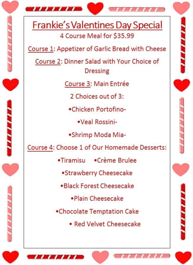 Menu at Frankie's Pasta & Pizza pizzeria, Mexia