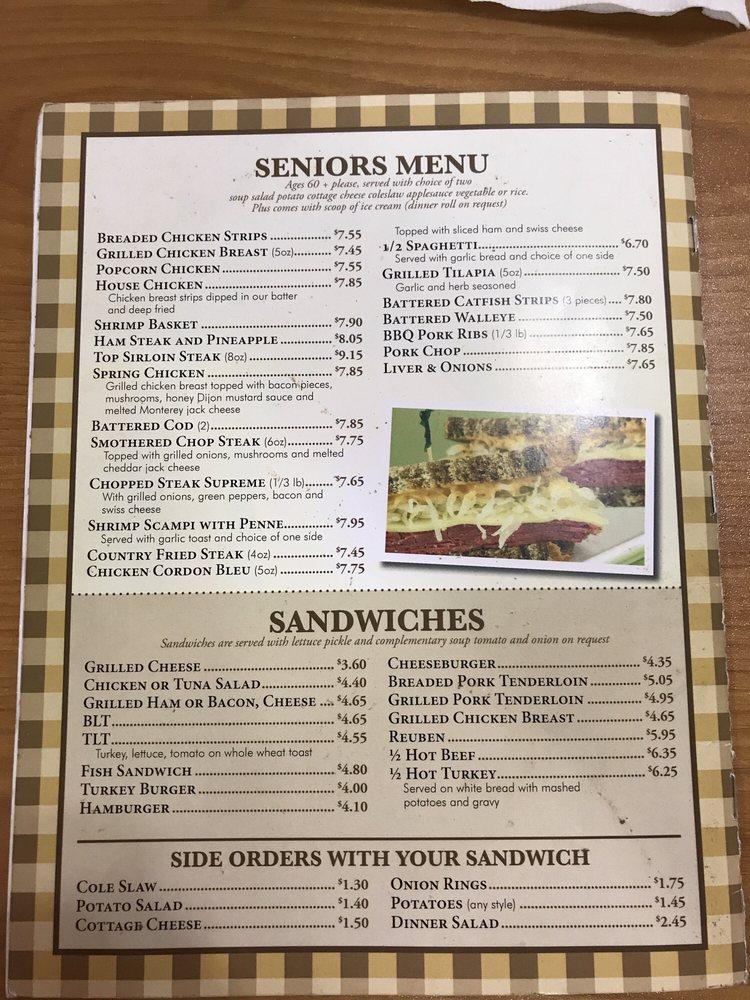 Menu at Frontier Cafe, Grinnell