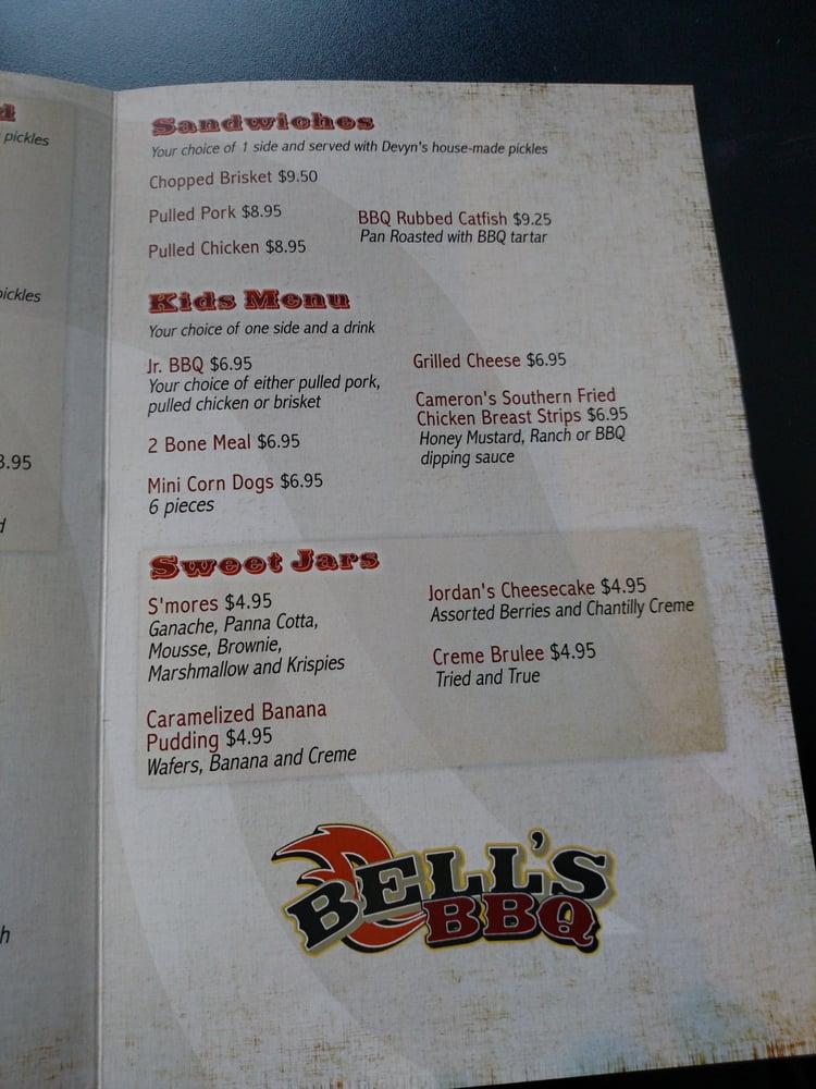 Menu at Bell's BBQ, Henderson