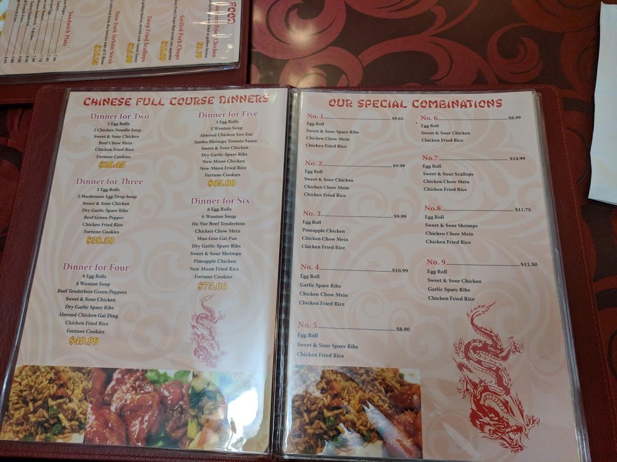 Menu at New Moon Restaurant, Sydney
