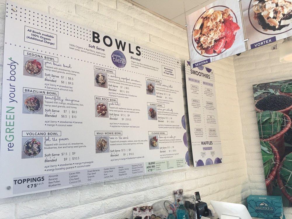 Menu at Berry Divine Acai Bowls pub & bar, Sedona