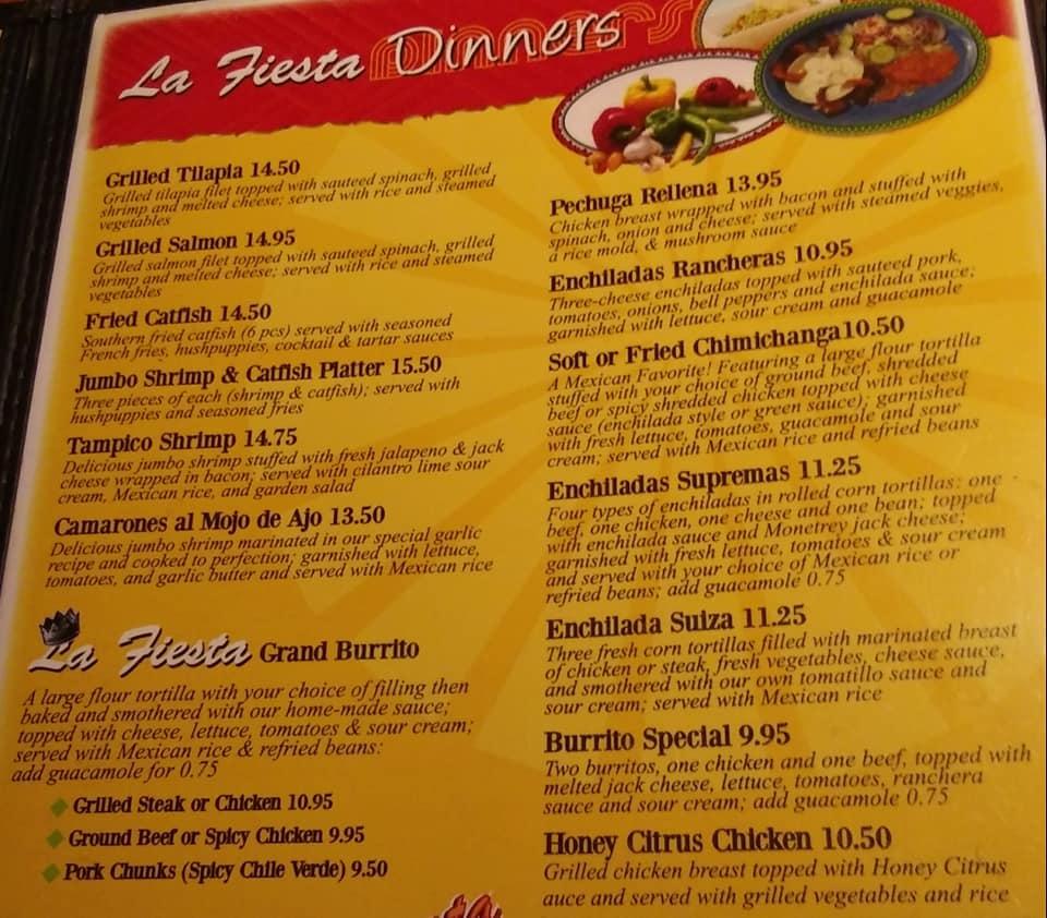 Menu at La Fiesta Grande Restaurante Mexicana, Natchez