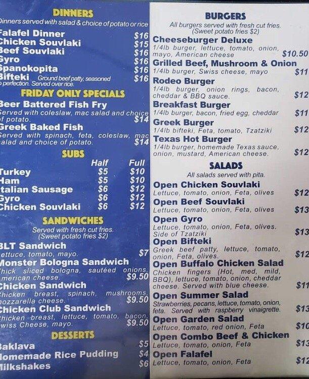 Menu at Greek On the Street restaurant, Kenmore