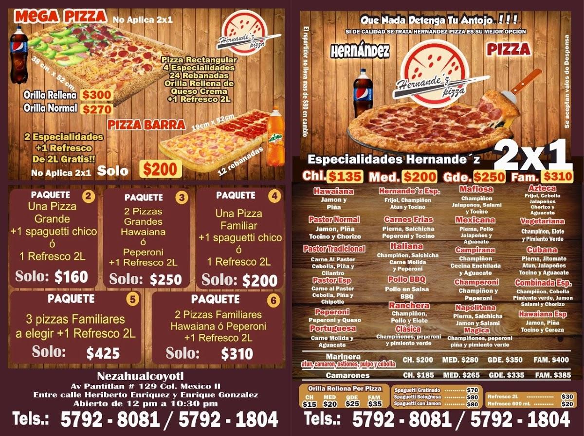 Carta del restaurante Hernandez Pizza, Nezahualcóyotl