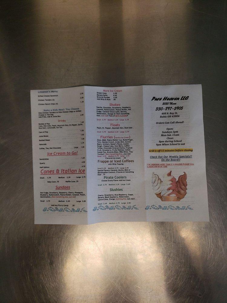 Menu at Pure Heaven LLC restaurant, Baltic