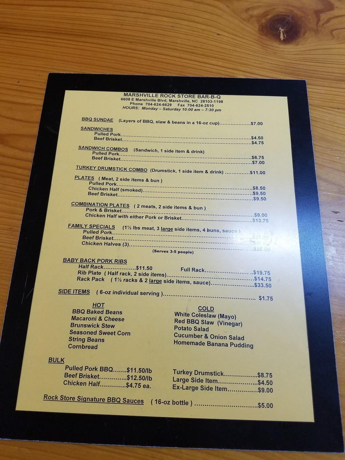Menu at Stegall Smoked Turkey Inc BBQ, Marshville
