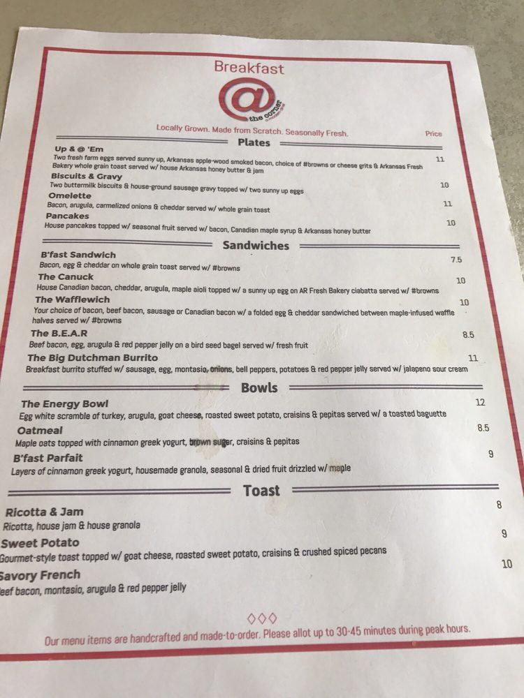 Menu at The Corner Diner Little Rock cafe, Little Rock, 201 E Markham St