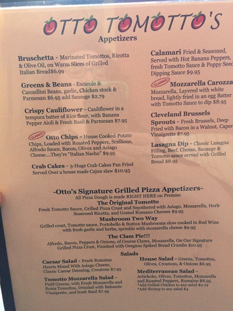 Menu at Otto Tomotto's restaurant, Victor, NY96 200