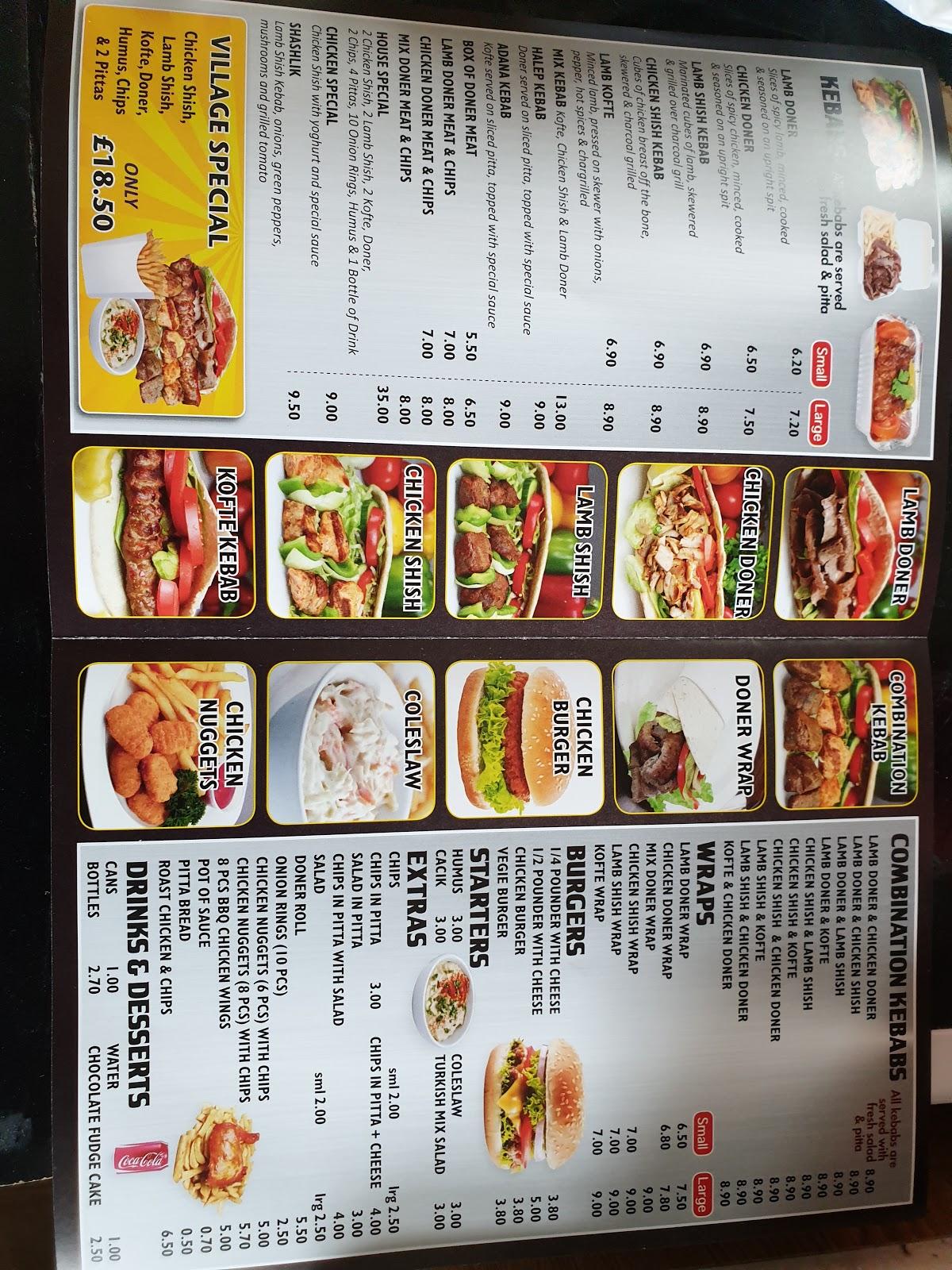 Carta del restaurante Village Kebab, Belvedere