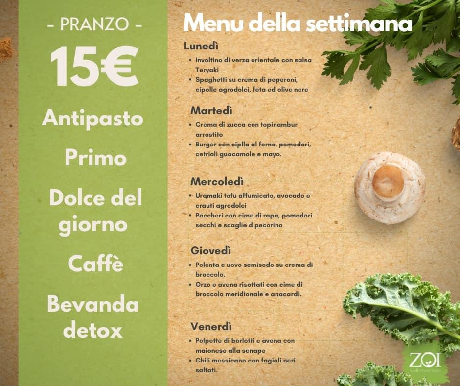 Menu at Zoi Restaurant, Arese