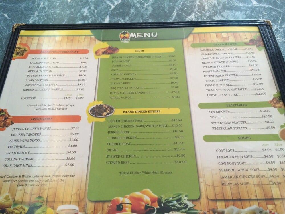 Menu at Judy's Island Grill II pub & bar, Glen Burnie, 800 Crain Hwy N
