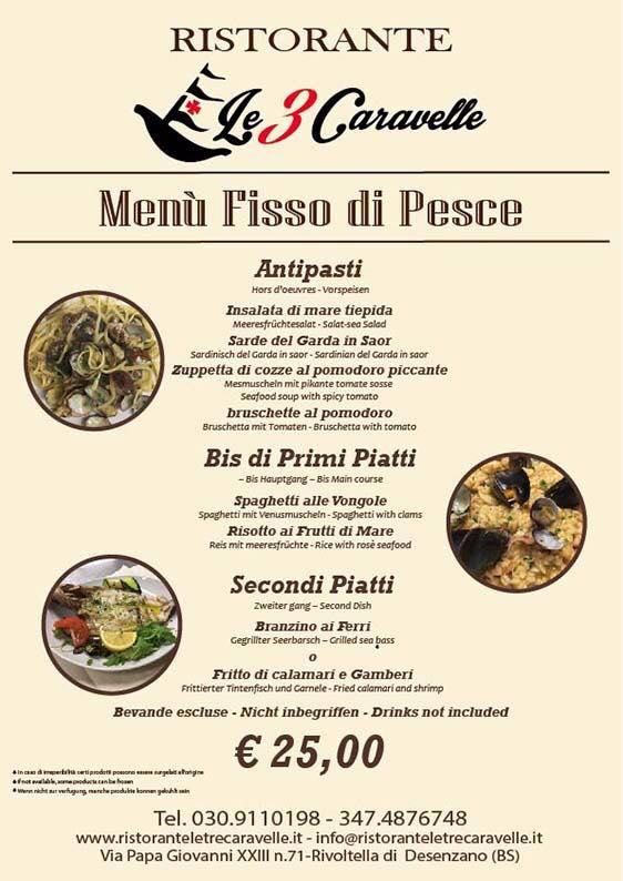 Menu da Le Tre Caravelle ristorante, Desenzano del Garda