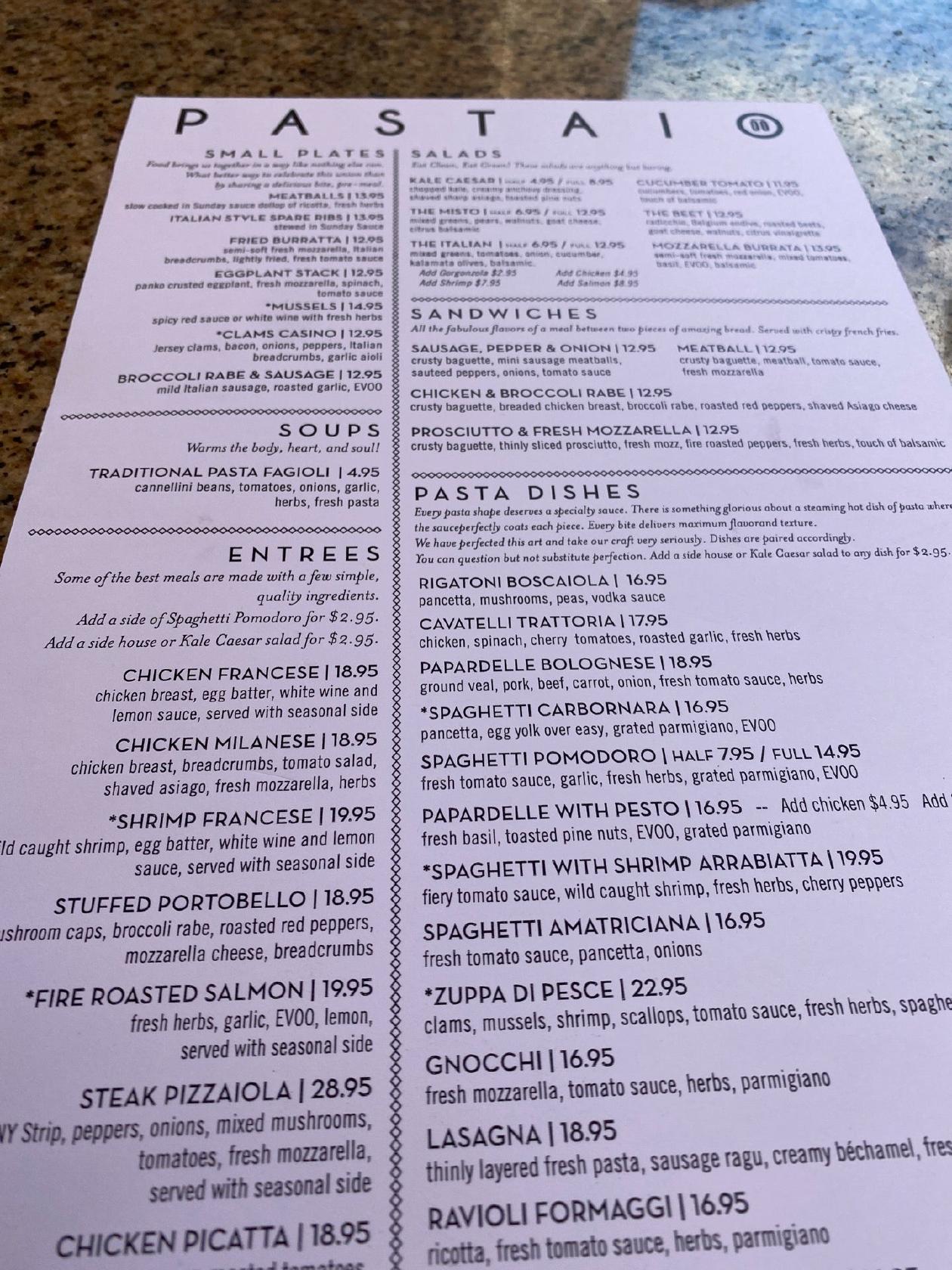 Menu at Pastaio Handmade Pasta•Pizza pizzeria, Port St. Lucie