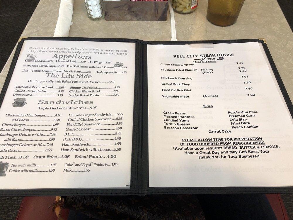Menu at Pell City Steak House Restaurant, Pell City