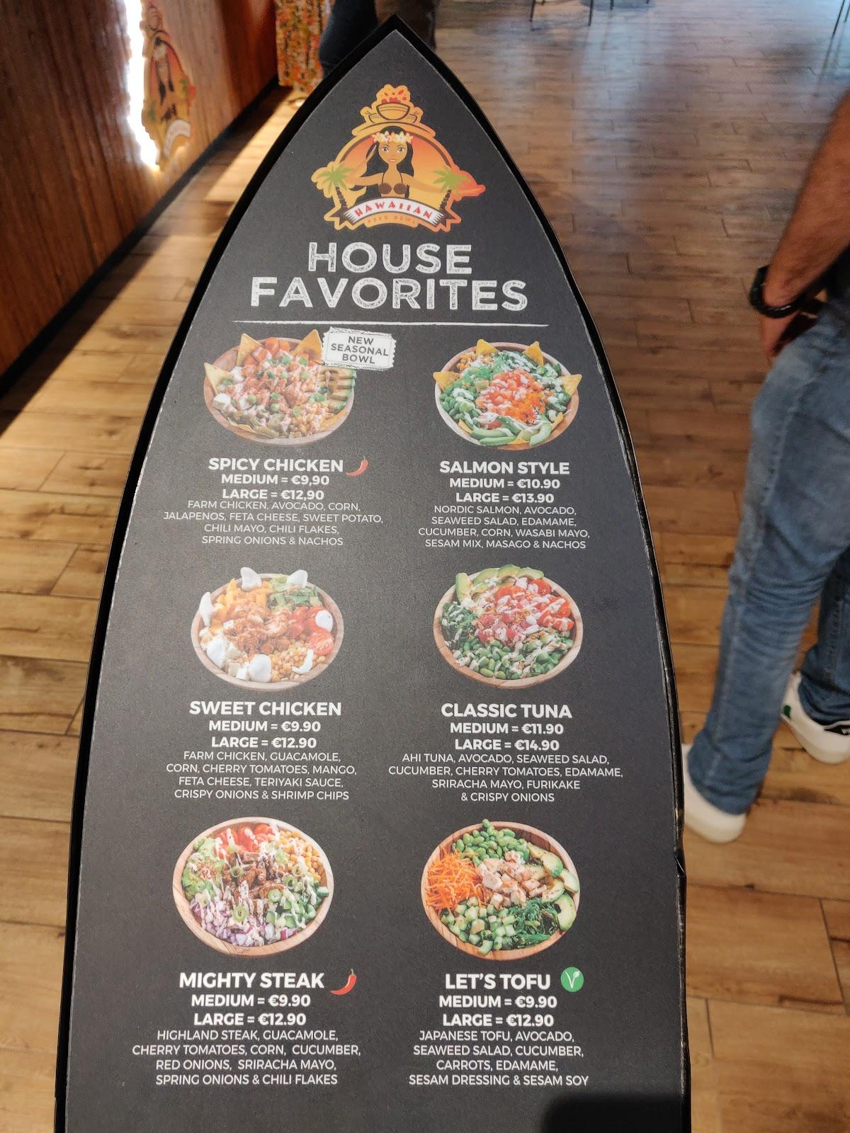 Menu au Hawaiian Poke Bowl, Liège