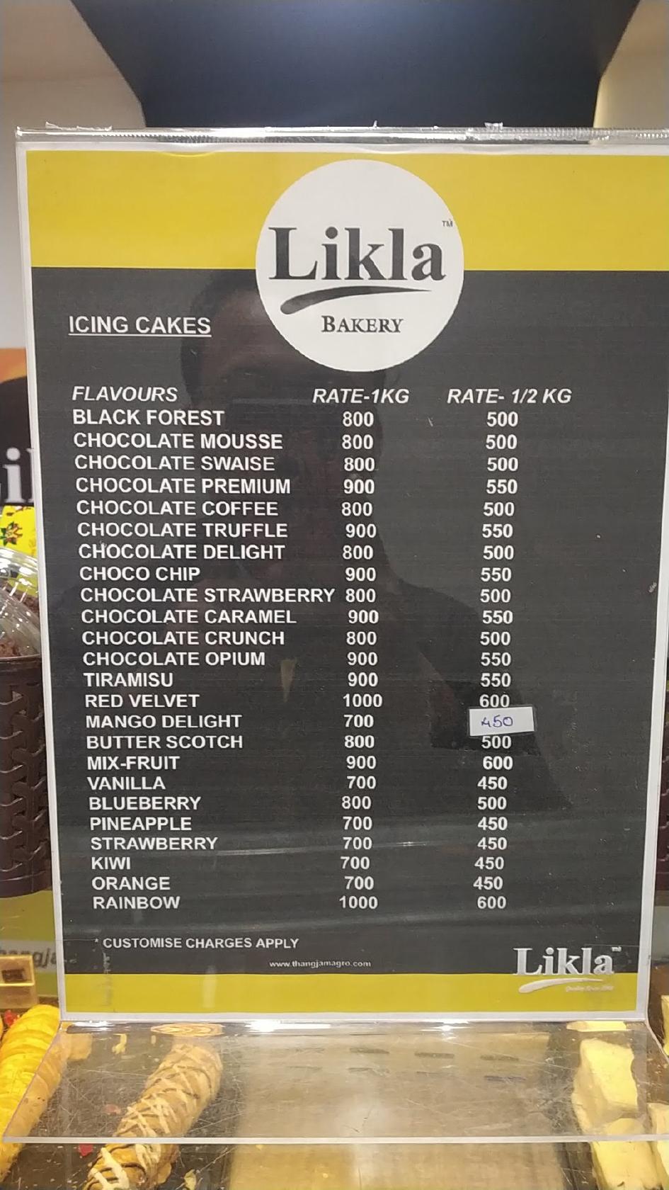 Likla Bakery - Moirangkhom menu