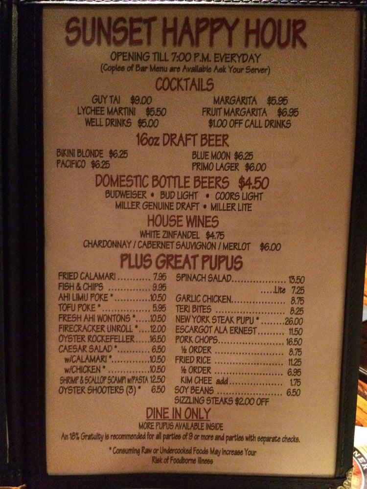 Menu at Chart House Waikiki steakhouse, Honolulu