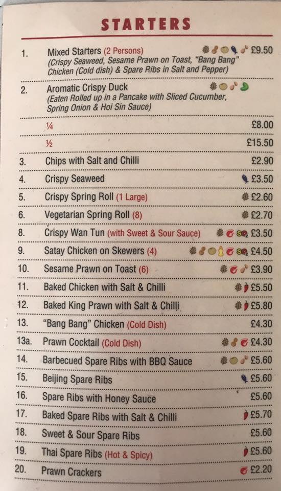 Menu at Bamboo House restaurant, Falmouth, 97 Acacia Rd