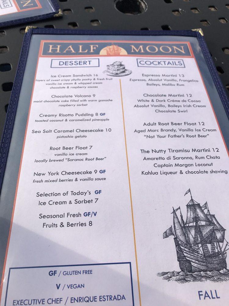 Menu at Half Moon restaurant, Dobbs Ferry