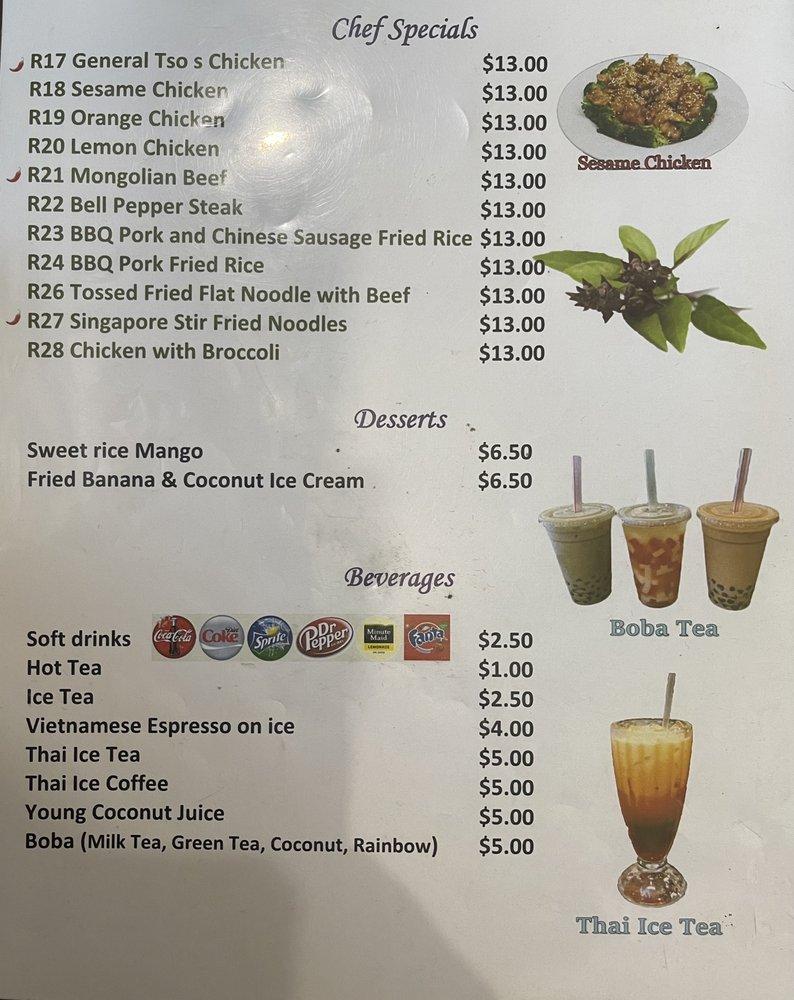 Menu at Basil House restaurant, Texas City