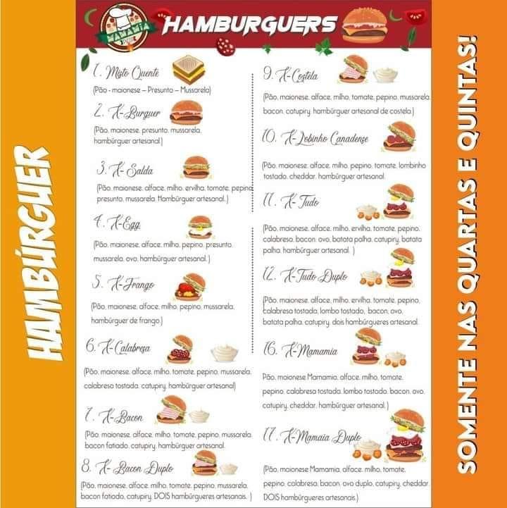 Mamamia Disk Pizza Bituruna PR cardápio