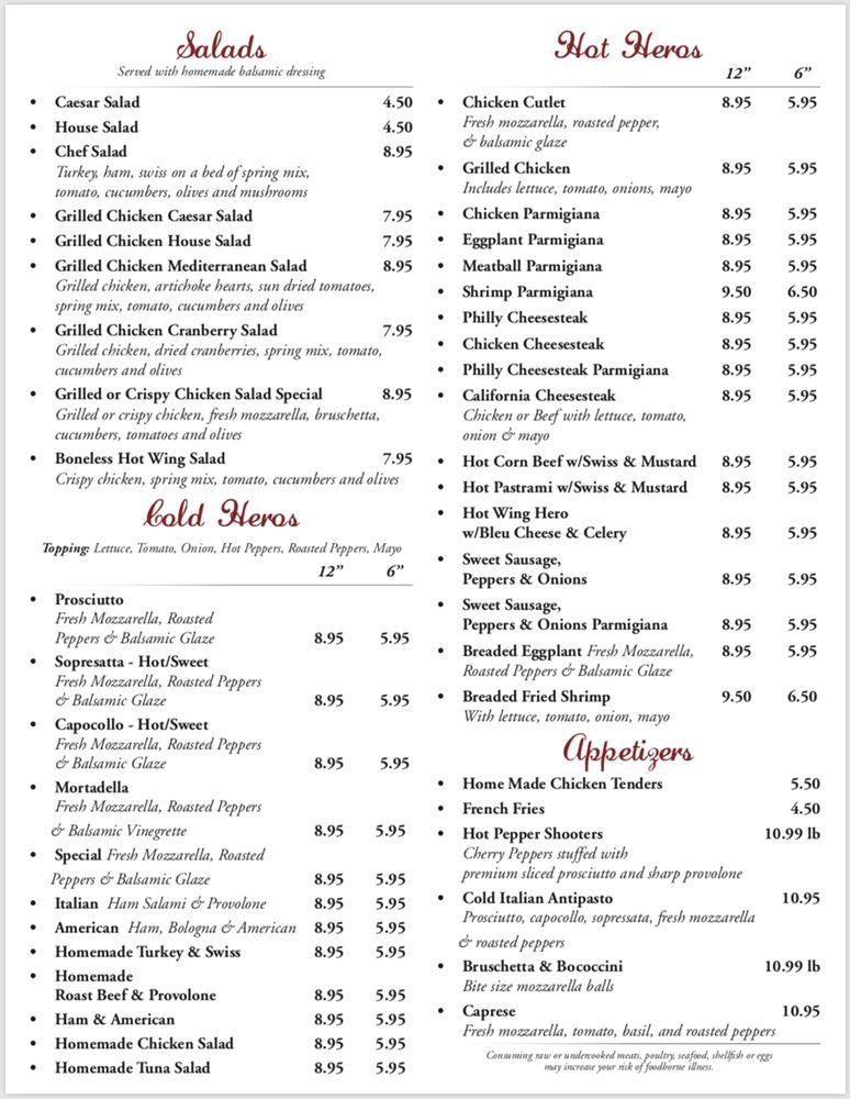 Menu at Arthur Ave Italian Deli restaurant, Honesdale