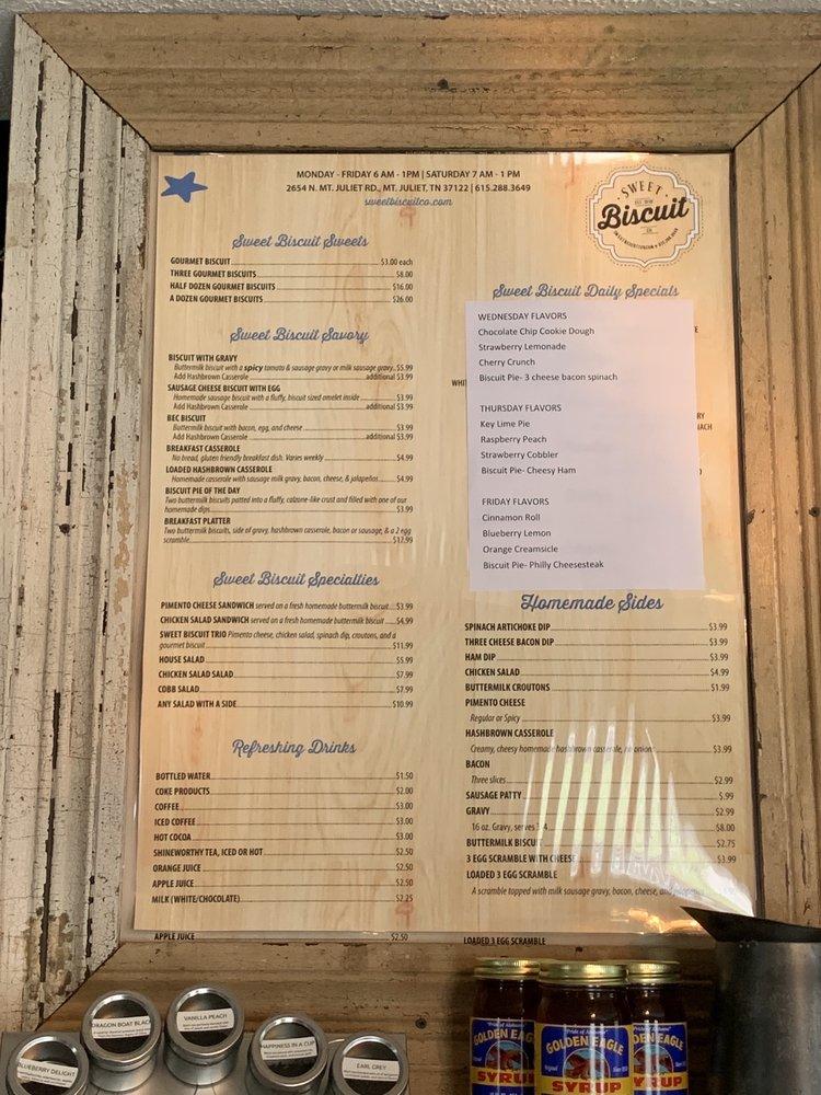 Menu at Sweet Biscuit Company desserts, Mount Juliet