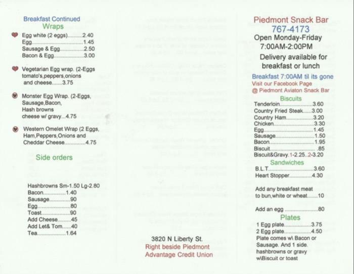 piedmont bar and kitchen menu