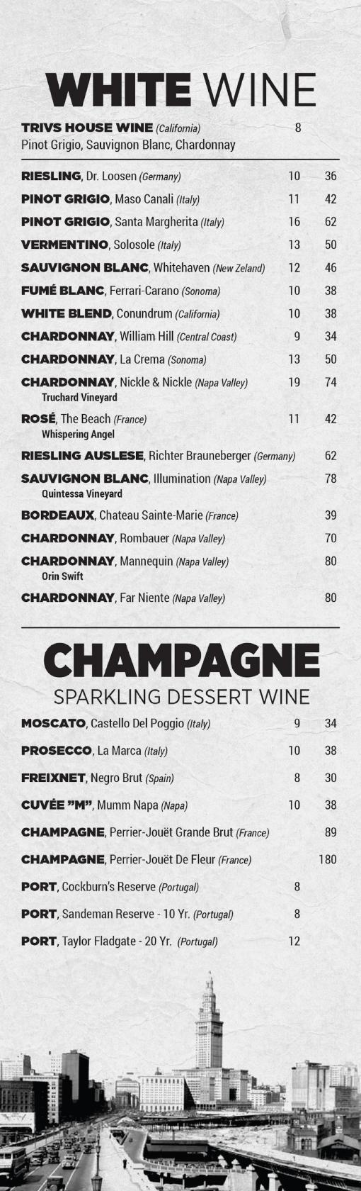 Menu at Trivs Restaurant and Lounge, Strongsville, Royalton Rd Suite 11