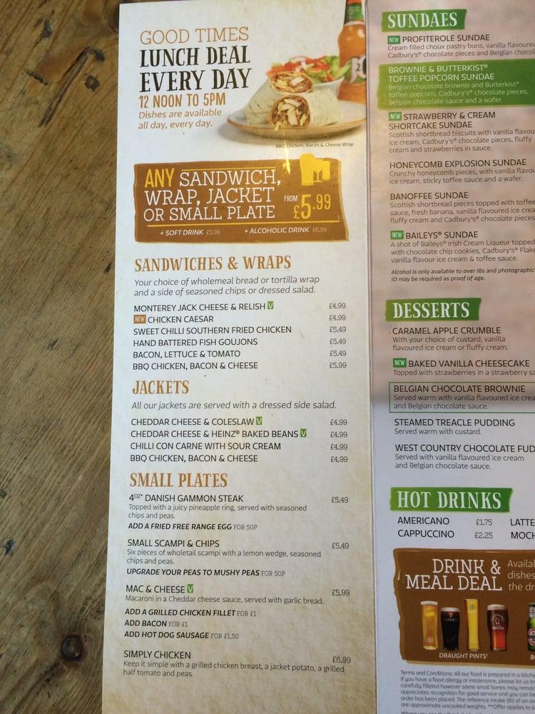 Menu at O'Neill's Kings Cross pub & bar, London, 7377 Euston Rd