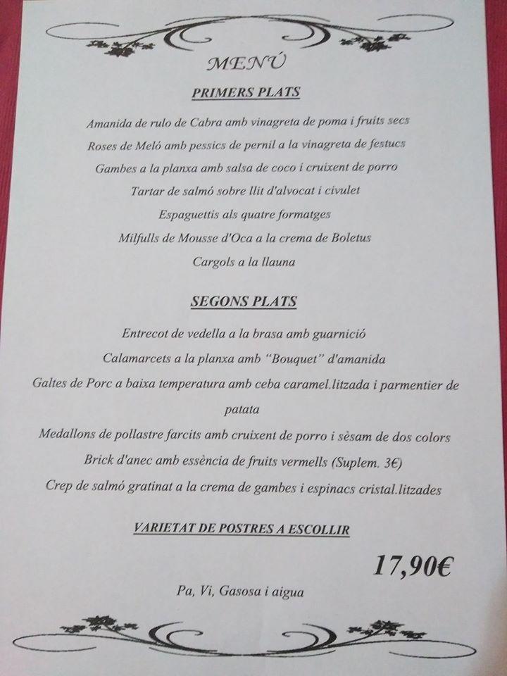 Menu at Restaurant Mesón Gaudí, Lleida