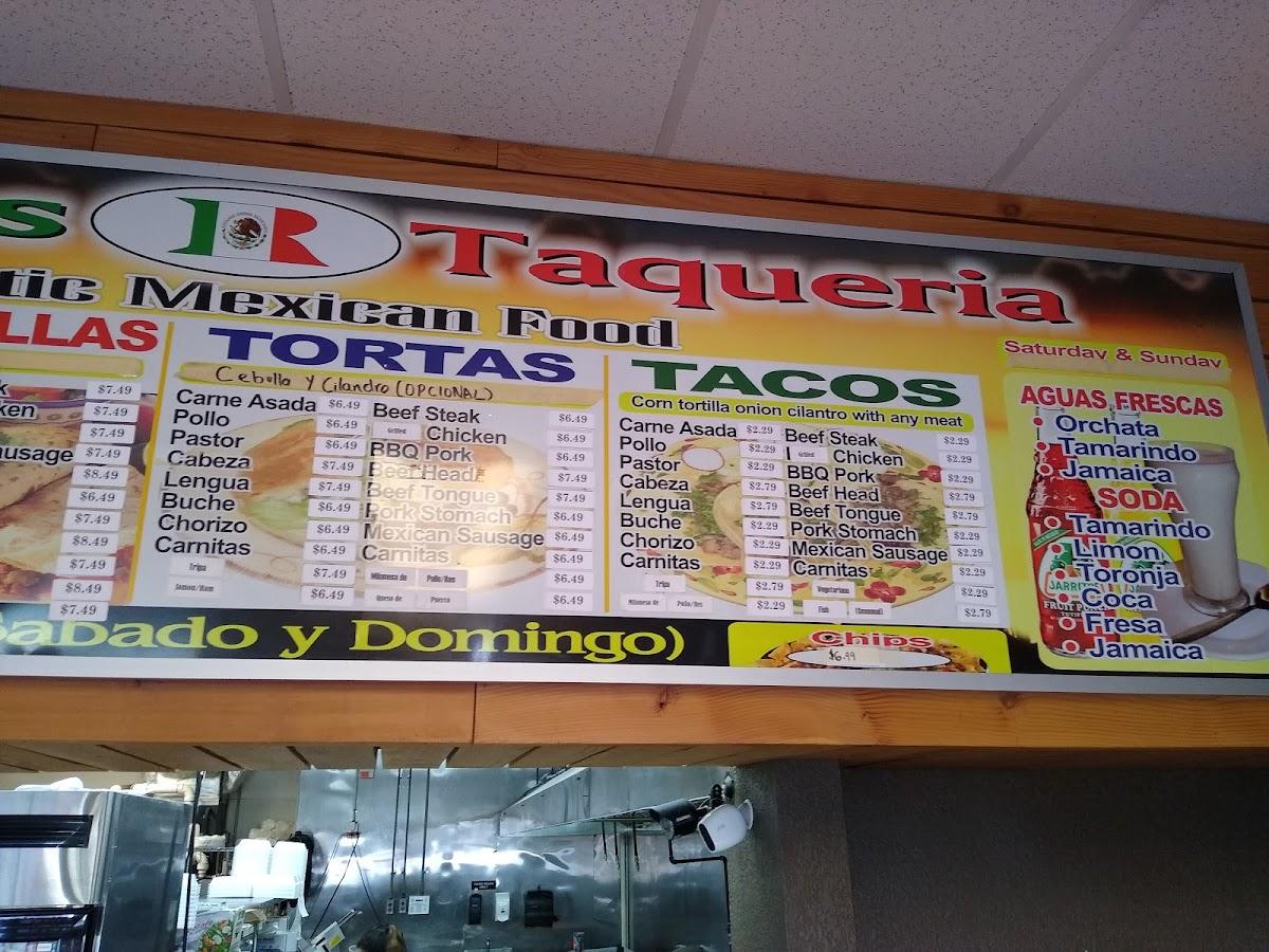 Menu at Rivas Taqueria restaurant, Wallingford