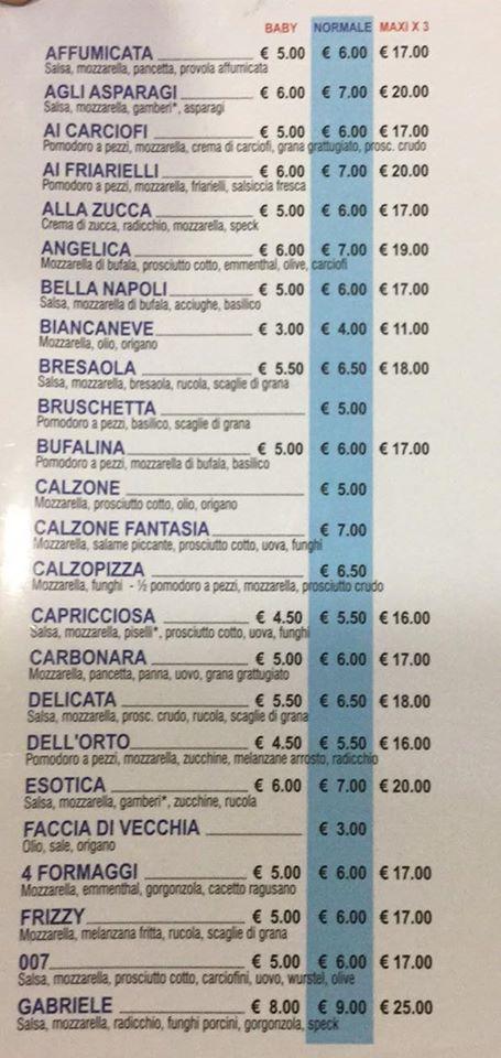 Menu di Bella Napoli 