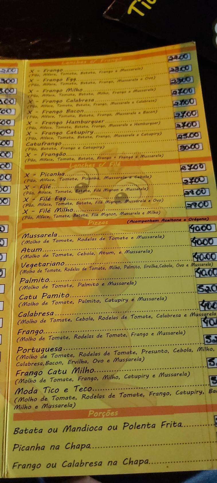 Menu em Tico e Teco Lanches restaurante, Presidente Prudente