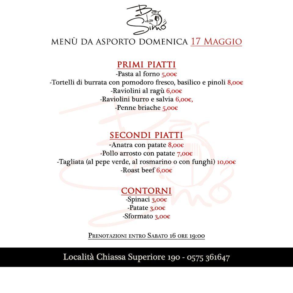 Menu di Bar Osteria da Simo 