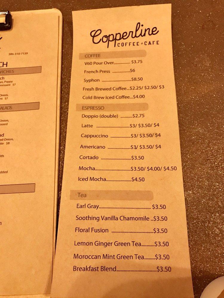 Menu at Copperline Coffee + Cafe, Port Orange