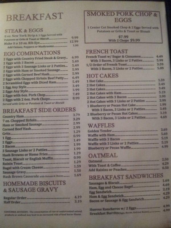 Menu at Haystax Restaurant, Eustis