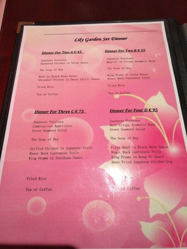 Menu at The Lily Garden Chinese Restaurant, Edenderry