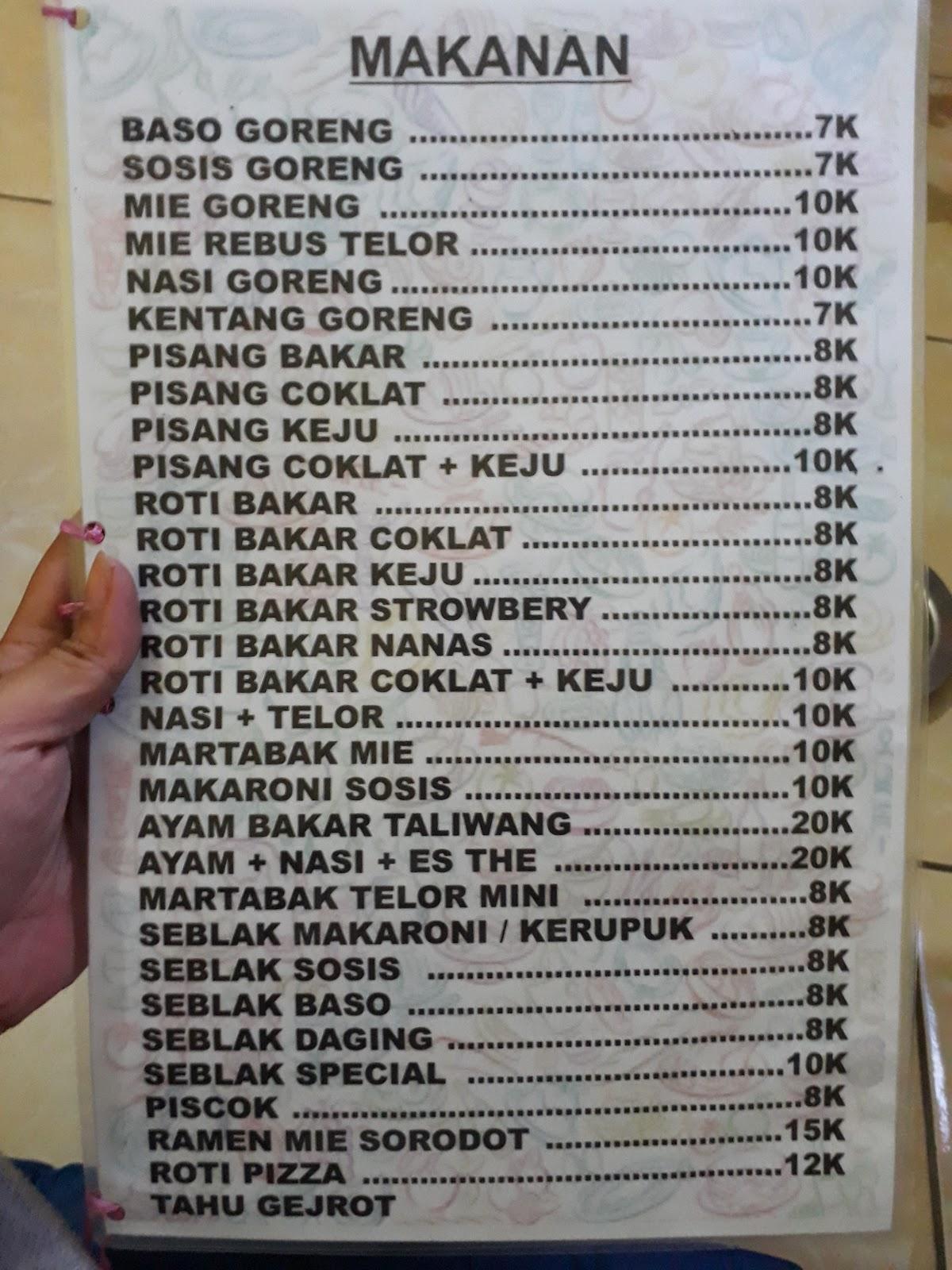 Menu At Cafe Shisha Abu Wardah Sagaranten