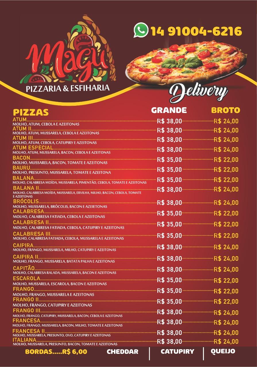 Pizzaria e Esfiharia Magu cardápio