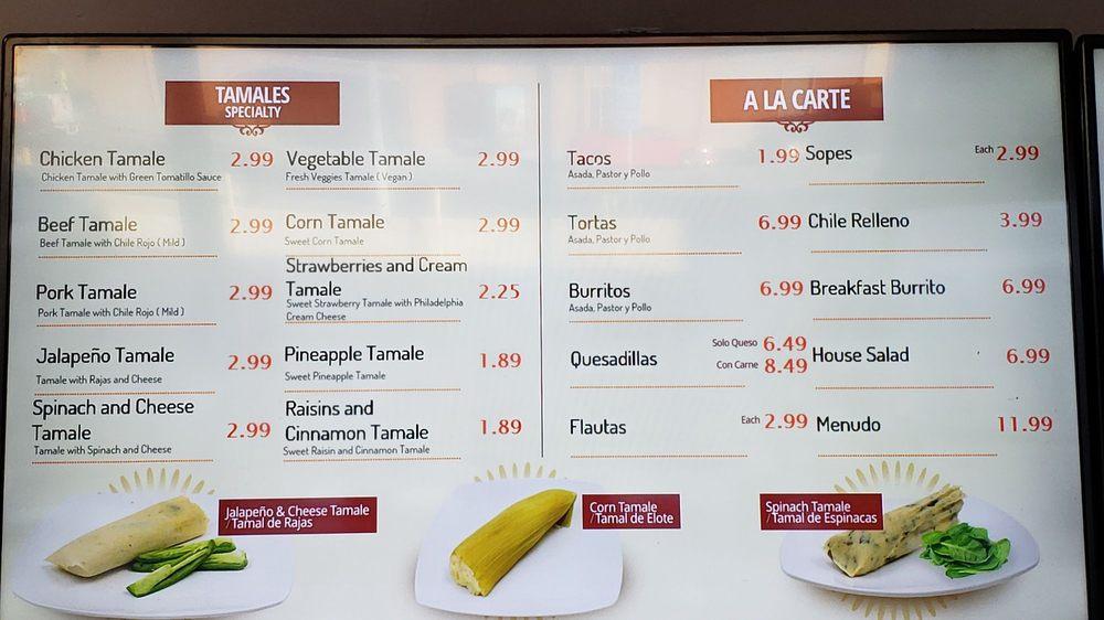Menu at California Tamales House restaurant, Los Angeles, Nordhoff St