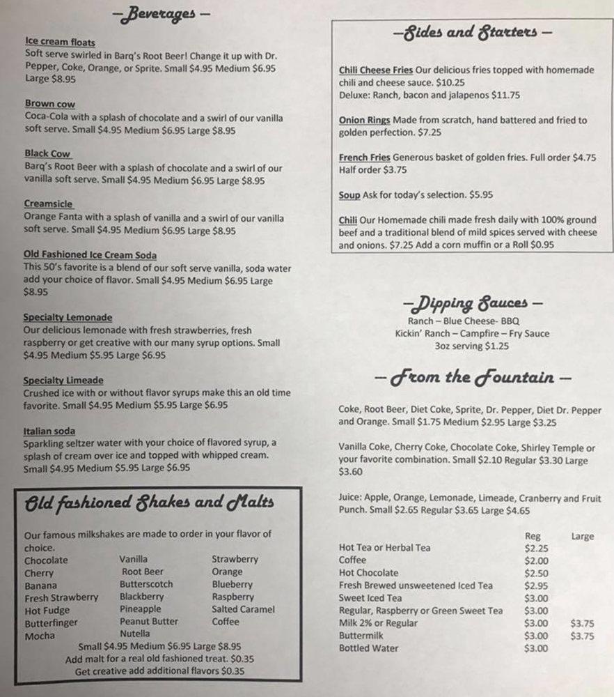 Menu at Lucky Wishbone restaurant, Anchorage