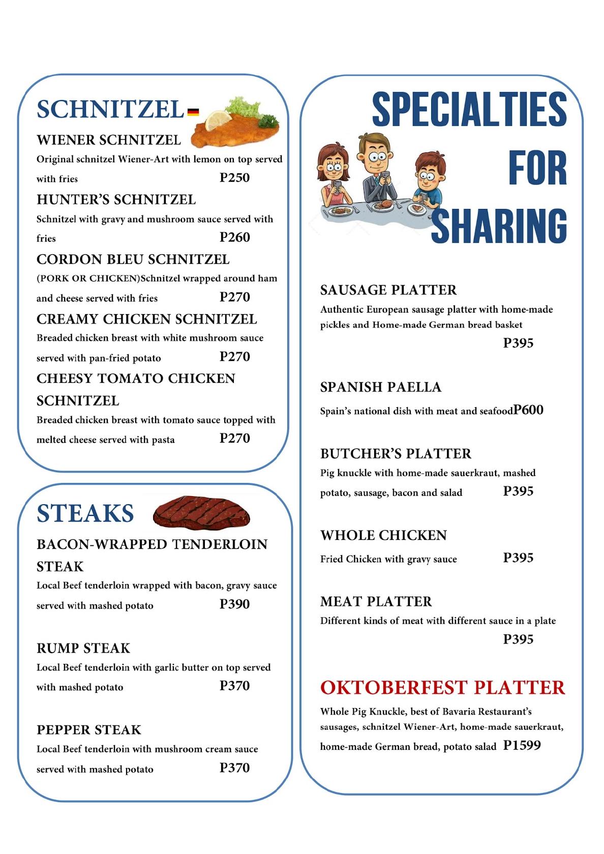 Menu at Bavaria German Restaurant & Inn, Iloilo City