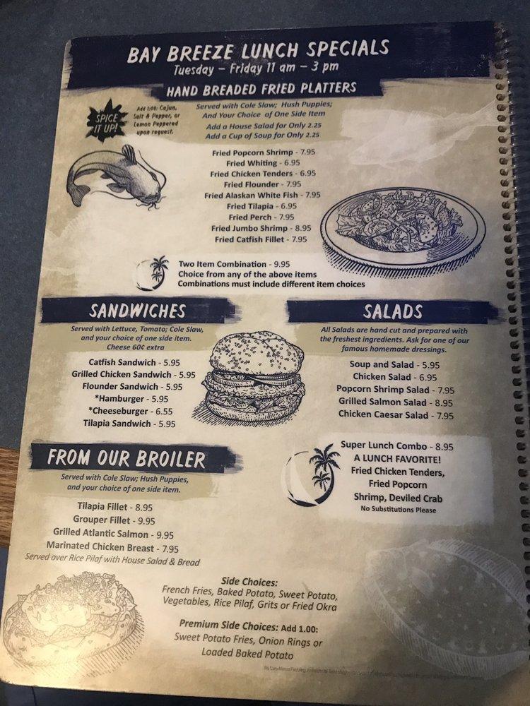 Menu at Bay Breeze Seafood Restaurant, Lovejoy