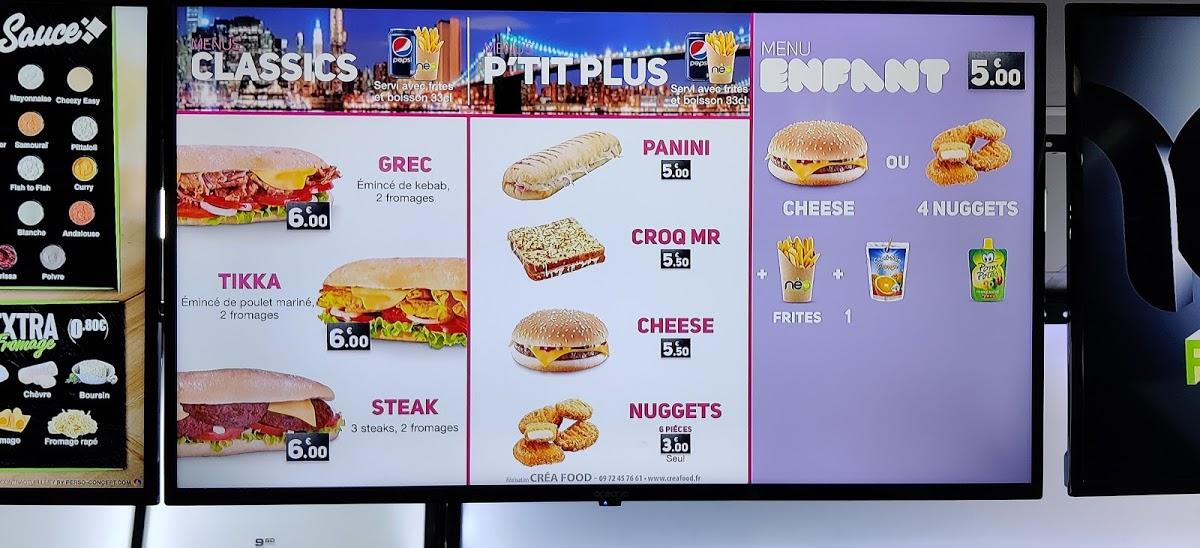 Menu au Neo Fast Food, GargeslèsGonesse