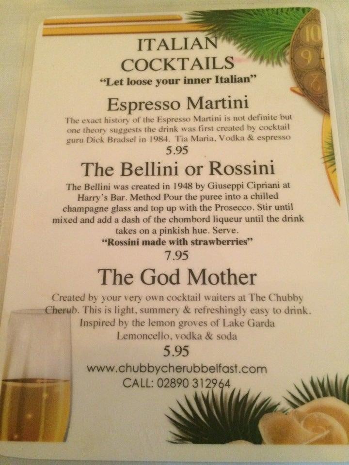 Menu at The Chubby Cherub pizzeria, Belfast, 11 Chichester St