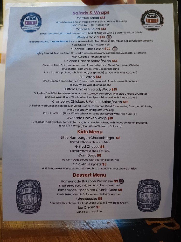 Menu at The Whiskey Barrel, Port Jefferson