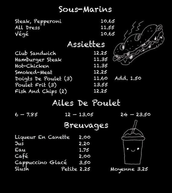 Menu de Restaurant La Récréation